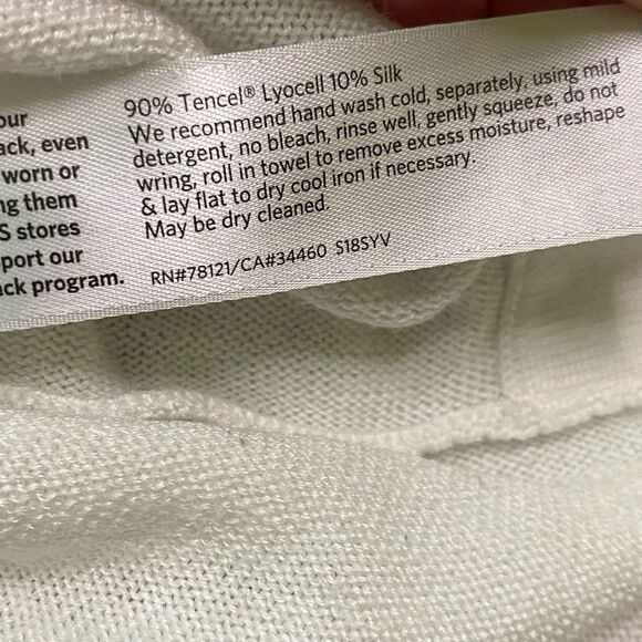 Eileen Fisher Cream Tencel Lyocell and Silk Blend Crewneck Short Sleeve Sweater - Picture 7 of 8